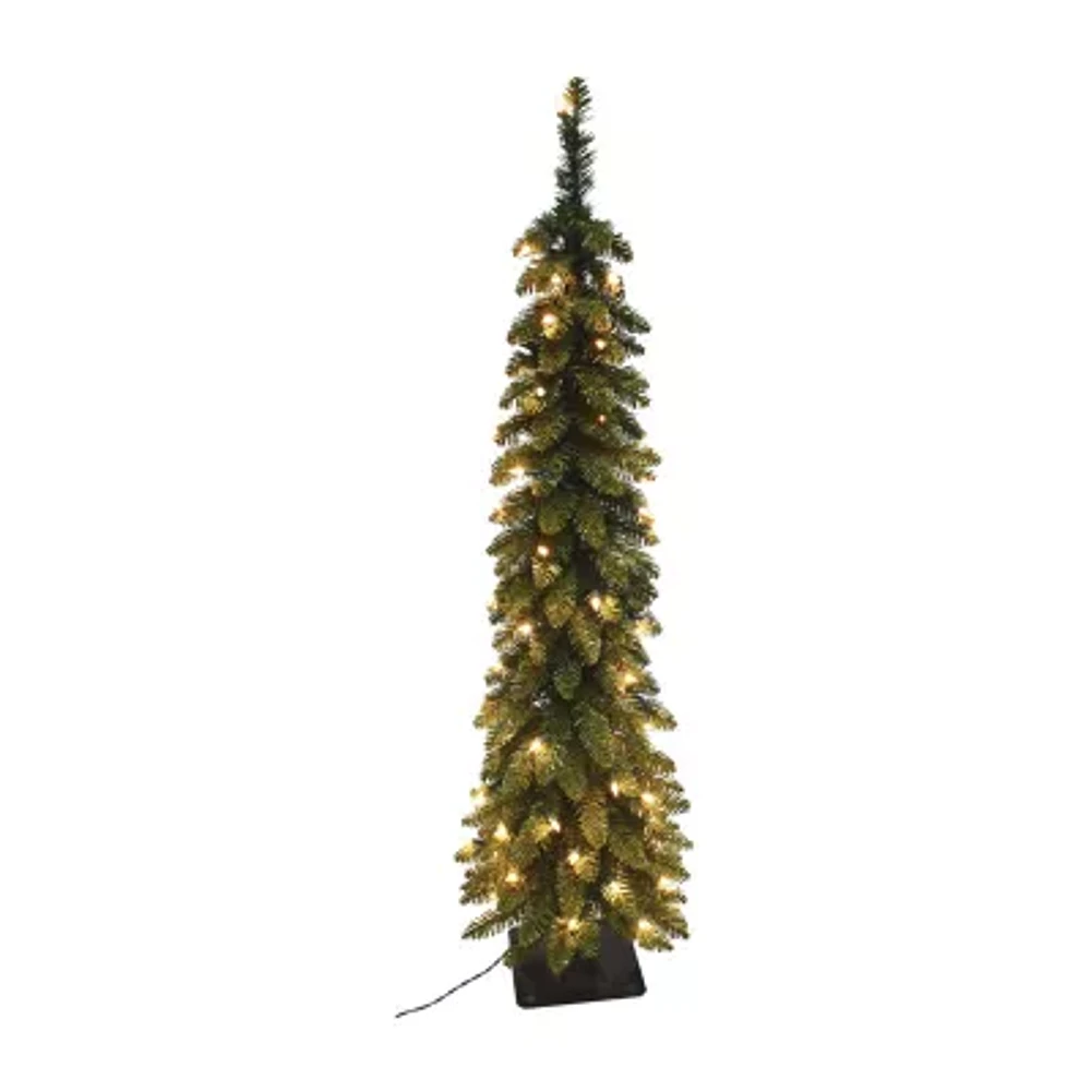 6 Foot Slim Spruce 2 1/2 Foot Pre-Lit Spruce Christmas Tree