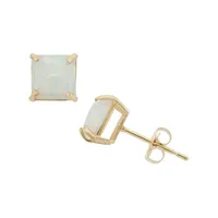 Lab Created White Opal 10K Gold 6mm Stud Earrings