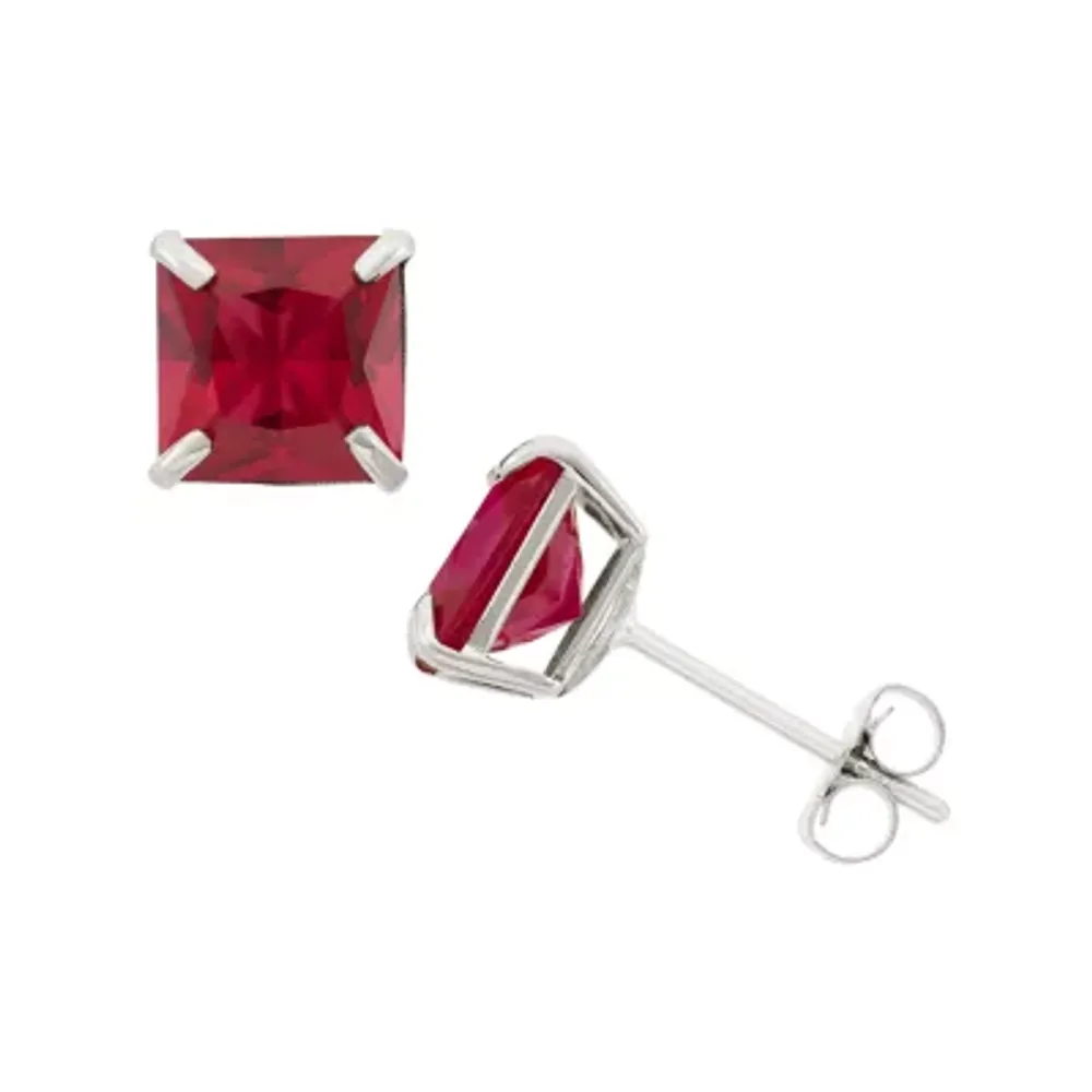 Lab Created Red Ruby 10K Gold 6mm Stud Earrings