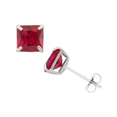 Lab Created Red Ruby 10K Gold 6mm Stud Earrings