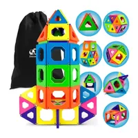 Discovery Kids 50-Piece Magnetic Tile Building Blocks Set