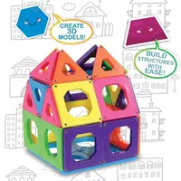 Discovery Kids 50-Piece Magnetic Tile Building Blocks Set