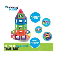 Discovery Kids 50-Piece Magnetic Tile Building Blocks Set