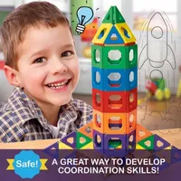 Discovery Kids 50-Piece Magnetic Tile Building Blocks Set