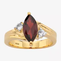 Womens Genuine Red Garnet 14K Gold Over Silver Cocktail Ring