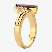 Womens Genuine Red Garnet 14K Gold Over Silver Cocktail Ring