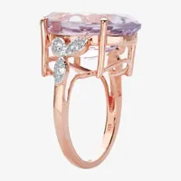 Womens Genuine Pink Amethyst 14K Rose Gold Over Silver Cocktail Ring