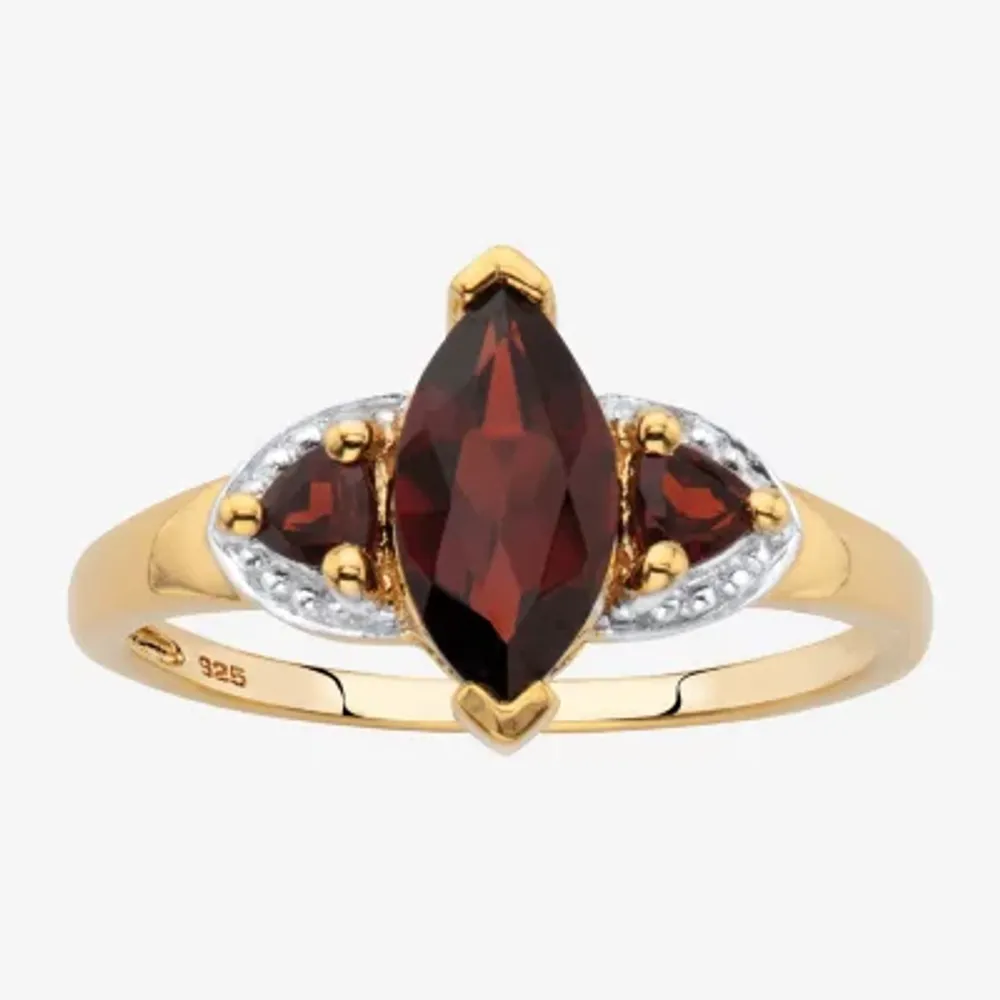 Womens Genuine Red Garnet 14K Gold Over Silver Cocktail Ring