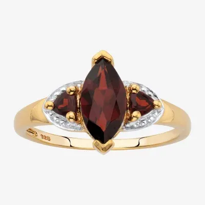 Womens Genuine Red Garnet 14K Gold Over Silver Cocktail Ring