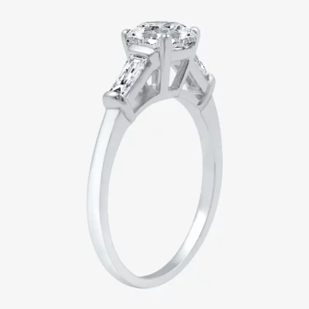 (H-I / Si2-I1) Womens 1 1/4 CT. T.W. Lab Grown White Diamond 10K Gold Round Side Stone Engagement Ring