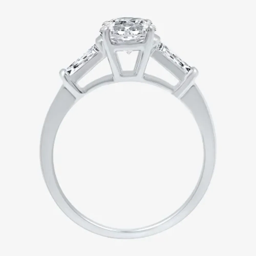 (H-I / Si2-I1) Womens 1 1/4 CT. T.W. Lab Grown White Diamond 10K Gold Round Side Stone Engagement Ring