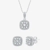 Diamond Blossom (H-I / I1) 1 CT. T.W. Lab Grown White Diamond Sterling Silver Cushion 2-pc. Jewelry Set