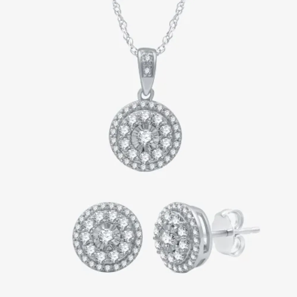 Diamond Blossom (H-I / I1) 1 CT. T.W. Lab Grown White Diamond Sterling Silver Round 2-pc. Jewelry Set