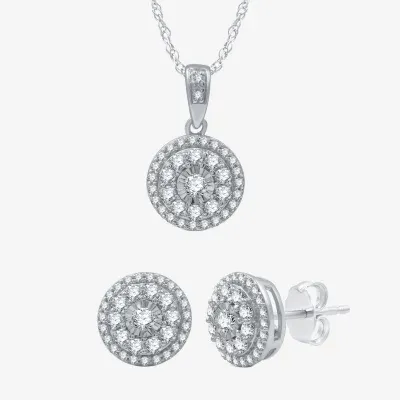 Diamond Blossom (H-I / I1) Womens 1 CT. T.W. Lab Grown White Diamond Sterling Silver Round 2-pc. Jewelry Set
