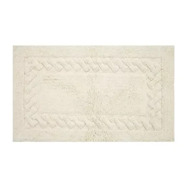 Knightsbridge Square Honeycomb 100% Cotton Reversible Bath Rug 20 X 30 Aqua