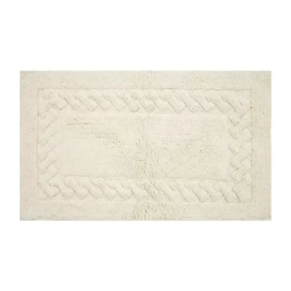 Knightsbridge Link Bath Rug Cotton Non Skid Back - 17x24, Light