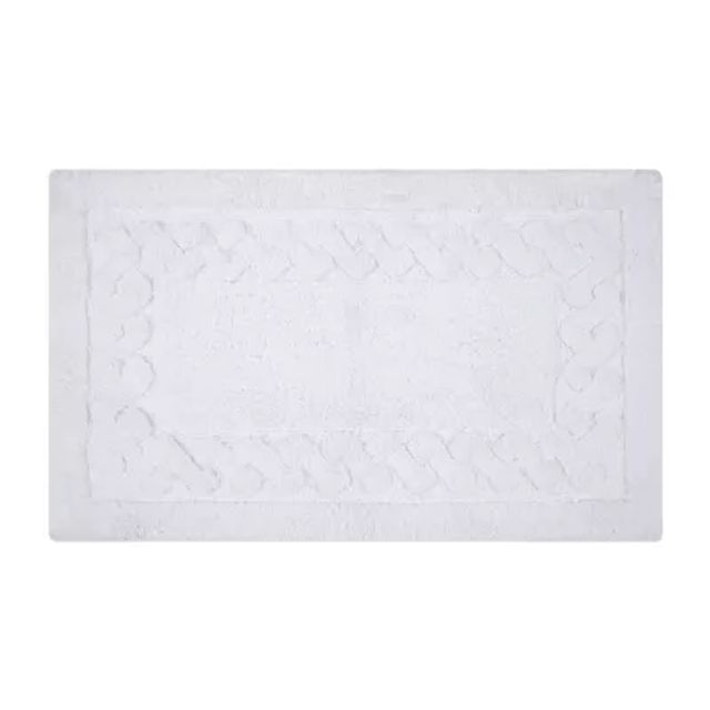 Knightsbridge Stylish and Comfortable All Season Traditional Racetrack Design Cotton Bath Rug 24 x 40 Natural