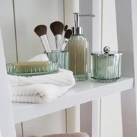 Casual Green Glass Bathroom Canister