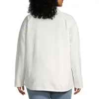 St. John's Bay Quilted Womens Long Sleeve Mock Neck Top Plus