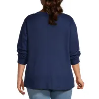 St. John's Bay Plus Womens V Neck Long Sleeve Thermal Top