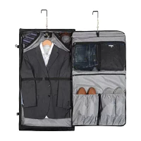 WallyBags Solutions 45" Premium Garment Bag with Shoulder Strap and Multiple Pockets