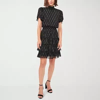 Sam And Jess Womens Short Sleeve Dots Fit + Flare Dress