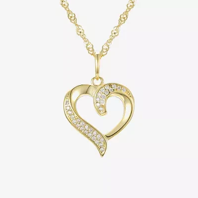 Girls 1/4 CT. Lab Created White Cubic Zirconia 14K Gold Over Silver Pendant Necklace