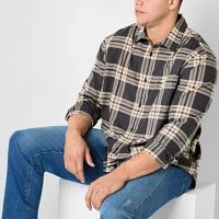 mutual weave Big and Tall Mens Regular Fit Long Sleeve Checked Button-Down Shirt