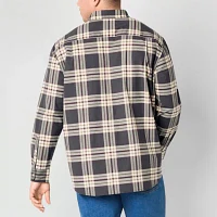 mutual weave Big and Tall Mens Easy-on + Easy-off Seated Wear Adaptive Regular Fit Long Sleeve Plaid Button-Down Shirt