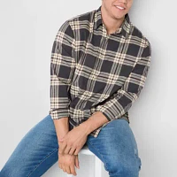 mutual weave Big and Tall Mens Easy-on + Easy-off Seated Wear Adaptive Regular Fit Long Sleeve Plaid Button-Down Shirt