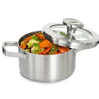 BergHOFF Leo Graphite Recycled 18/10 Stainless Steel 1.7-qt. Stockpot with Glass Lid
