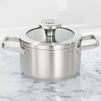 BergHOFF Leo Graphite Recycled 18/10 Stainless Steel 1.7-qt. Stockpot with Glass Lid