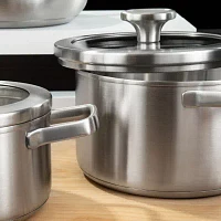 BergHOFF Leo Graphite Recycled 18/10 Stainless Steel 1.7-qt. Stockpot with Glass Lid