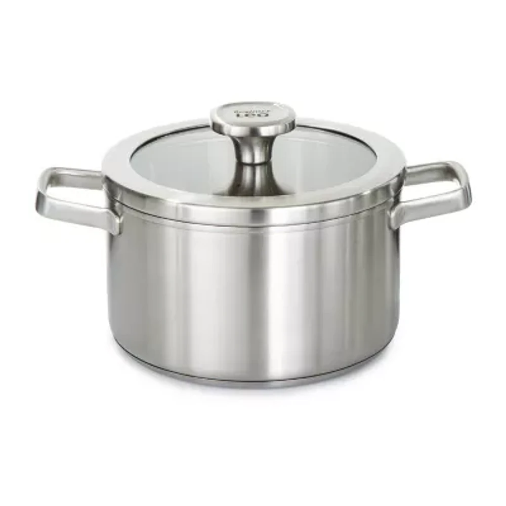 BergHOFF Leo Graphite Recycled 18/10 Stainless Steel -qt. Stockpot with Glass Lid