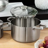 BergHOFF Leo Graphite Recycled 18/10 Stainless Steel -qt. Stockpot with Glass Lid