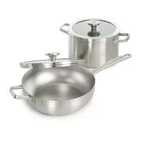 BergHOFF Leo Graphite Recycled 18/10 Stainless Steel 1.7-qt. Stockpot with Glass Lid