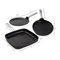 BergHOFF Leo Graphite Ceramic Non-Stick 11" Grill Pan