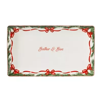 Martha Stewart Festive Bow Serving Platter Ceramic