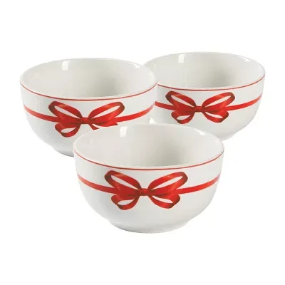 Martha Stewart Festive Bow 3-pc. Ceramic Tidbit Bowls