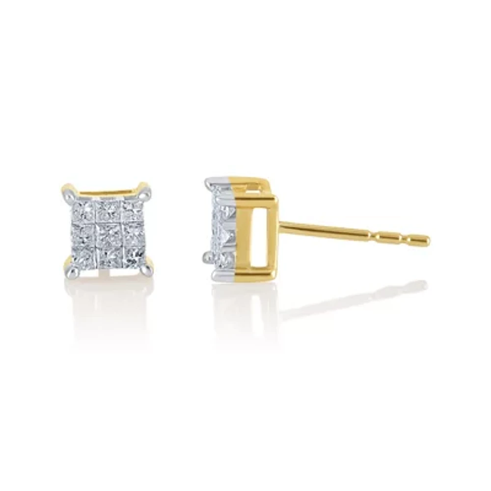 1/2 CT.T.W. Natural Princess Natural Diamond 10K Stud Earrings