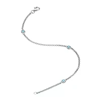 Genuine Sky Blue Topaz Sterling Silver Station Bracelet