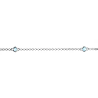 Genuine Sky Blue Topaz Sterling Silver Station Bracelet