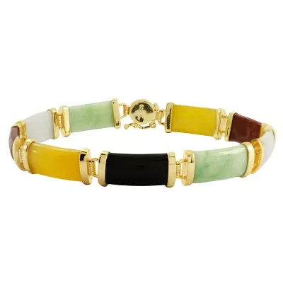 Multi-Color Jade Bracelet 14K/Sterling Silver