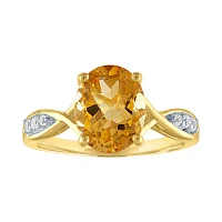 Womens Genuine Yellow Citrine 14K Gold Over Silver Cocktail Ring