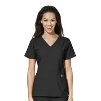 Wink® W123 Stylized Womens Plus V Neck Moisture Wicking Wrinkle Resistant Quick Dry Short Sleeve Scrub Top