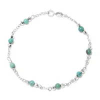 Enhanced Blue Turquoise Sterling Silver Round Beaded Bracelet