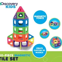 Discovery Kids Magnetic Tiles Set, with 12 Triangles And 12 Squares, 24-pieces