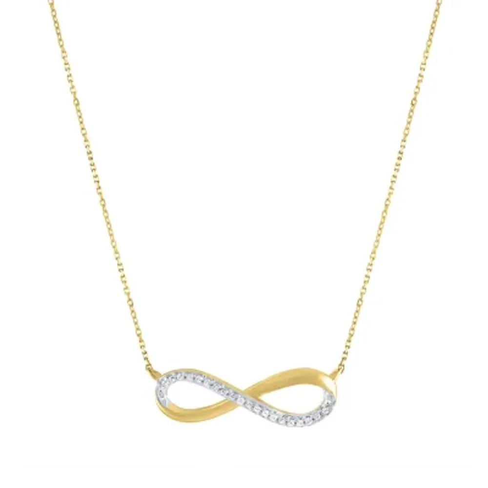 Womens Diamond Accent Natural White Diamond 10K Gold Infinity Pendant Necklaces