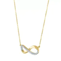 Womens Diamond Accent Natural White Diamond 10K Gold Infinity Pendant Necklace