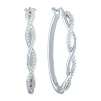 1/4 CT. T.W. Mined White Diamond Sterling Silver 32mm Hoop Earrings